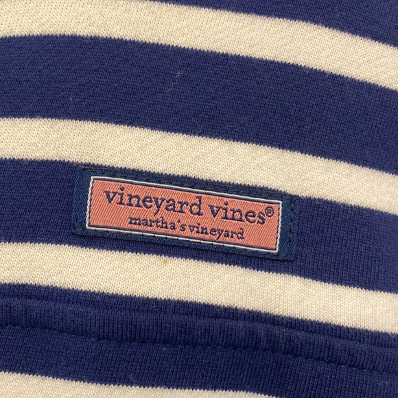 Vineyard Vines striped navy pullover. 1/4 zip - Picture 2 of 5